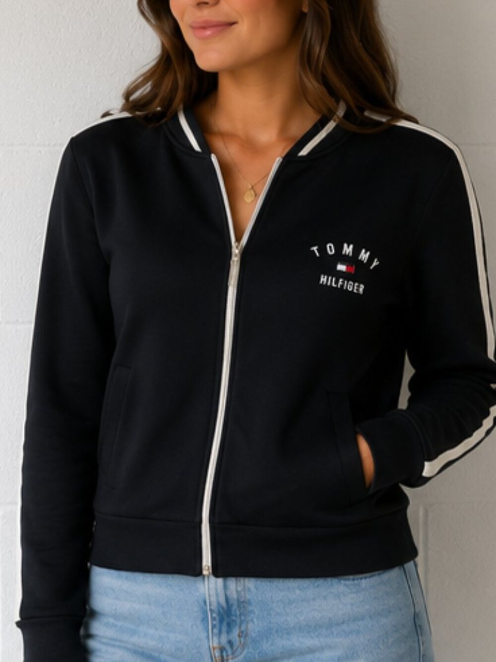 Tommy Hilfiger Black zip up with Sporty Design